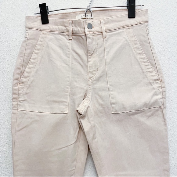 Ann Taylor LOFT Cream Raw Hem High Rise Skinny Utility Pant Size 2 - Picture 4 of 16
